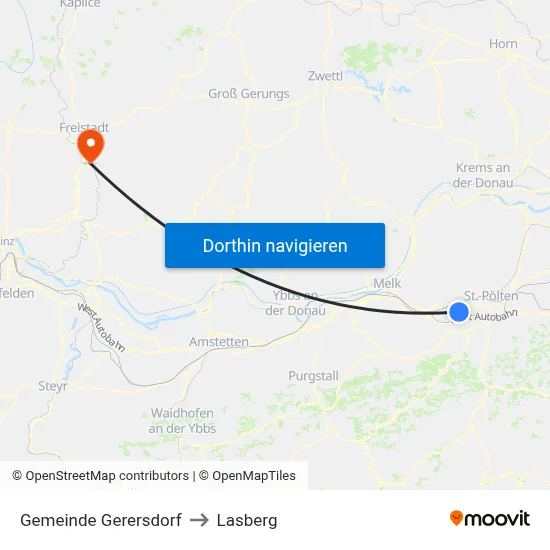 Gemeinde Gerersdorf to Lasberg map