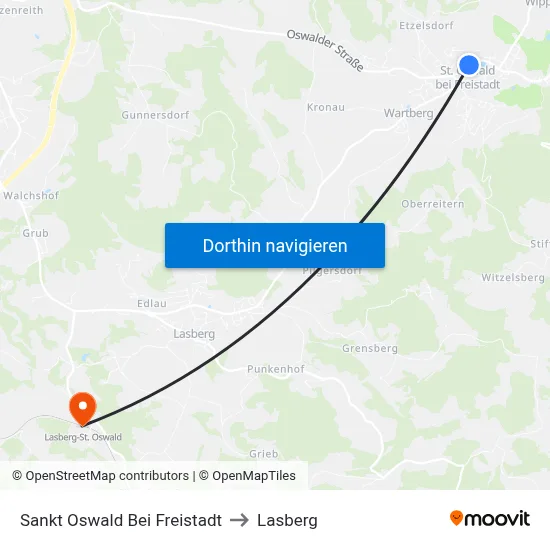 Sankt Oswald Bei Freistadt to Lasberg map