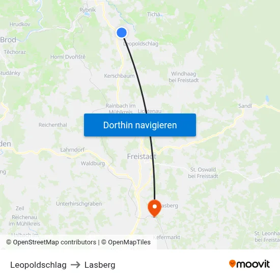 Leopoldschlag to Lasberg map