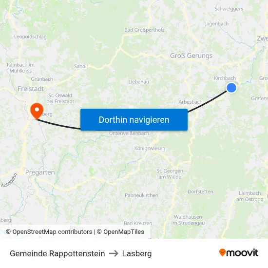 Gemeinde Rappottenstein to Lasberg map
