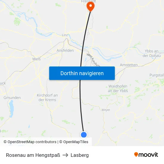 Rosenau am Hengstpaß to Lasberg map