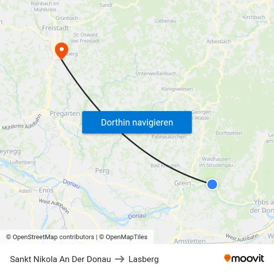 Sankt Nikola An Der Donau to Lasberg map