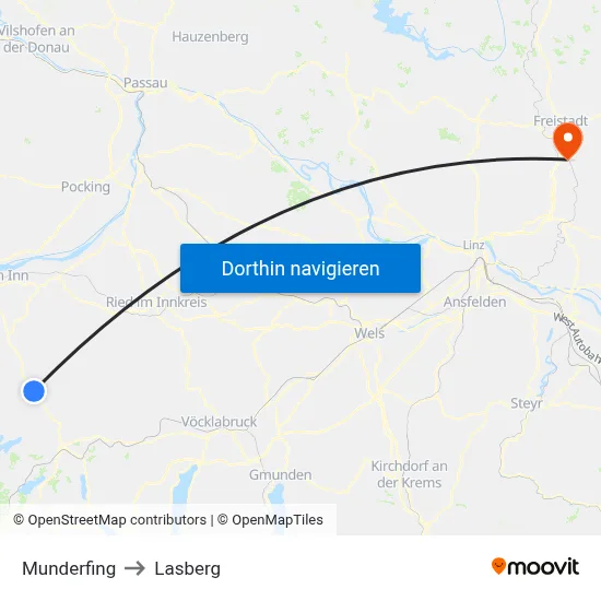 Munderfing to Lasberg map
