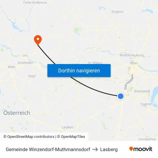 Gemeinde Winzendorf-Muthmannsdorf to Lasberg map