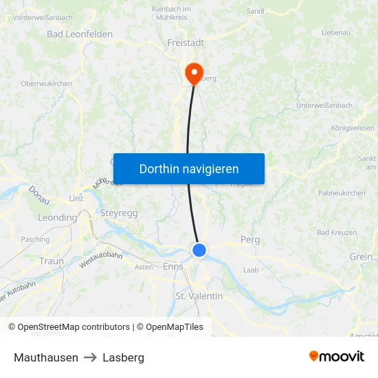 Mauthausen to Lasberg map