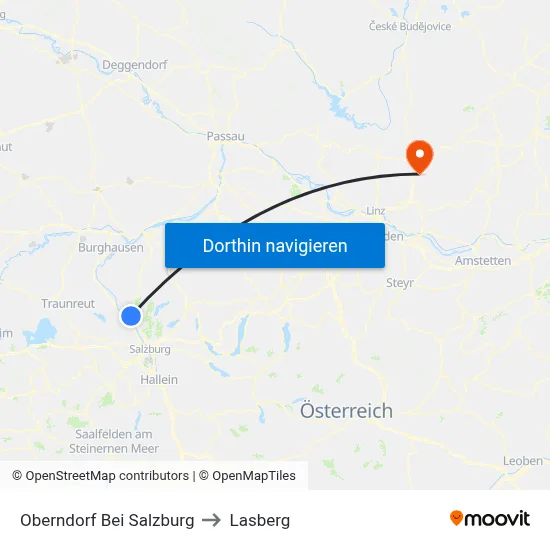 Oberndorf Bei Salzburg to Lasberg map