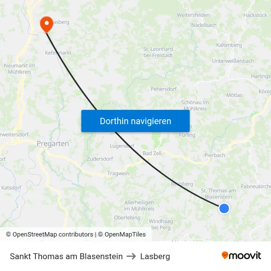 Sankt Thomas am Blasenstein to Lasberg map