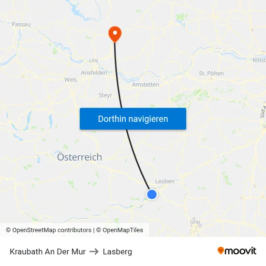 Kraubath An Der Mur to Lasberg map