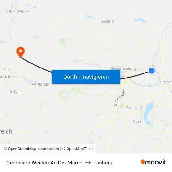 Gemeinde Weiden An Der March to Lasberg map