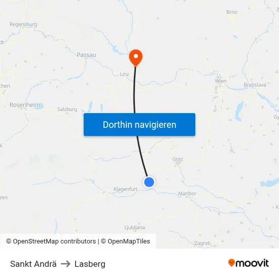 Sankt Andrä to Lasberg map
