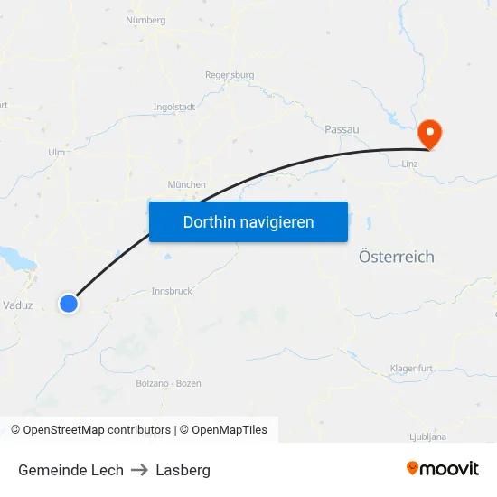 Gemeinde Lech to Lasberg map