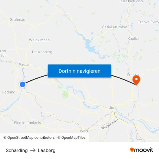 Schärding to Lasberg map
