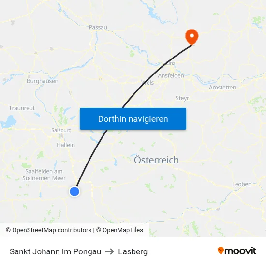 Sankt Johann Im Pongau to Lasberg map