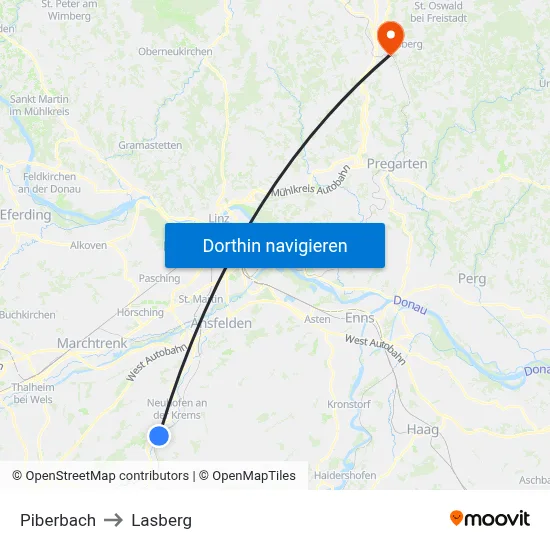 Piberbach to Lasberg map