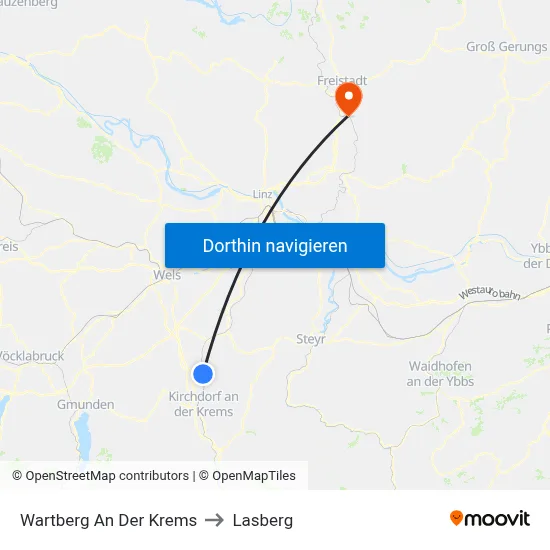 Wartberg An Der Krems to Lasberg map