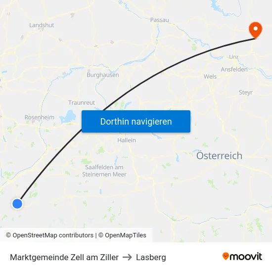 Marktgemeinde Zell am Ziller to Lasberg map
