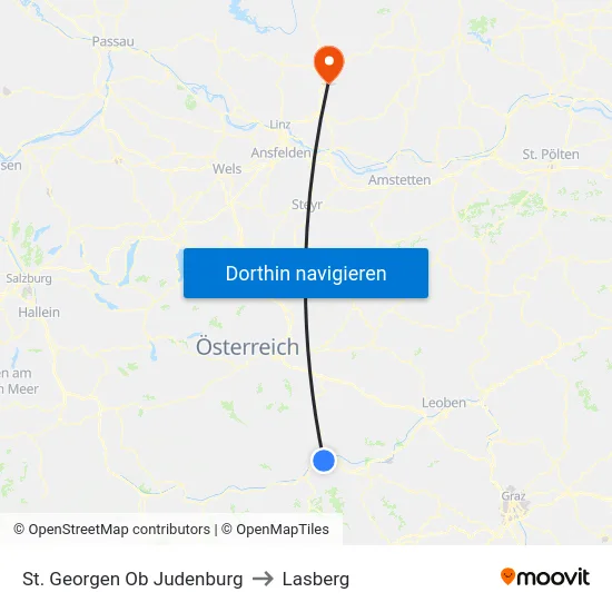 St. Georgen Ob Judenburg to Lasberg map