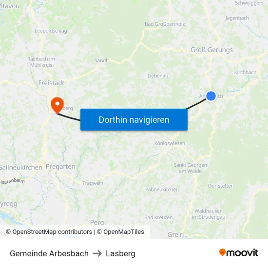 Gemeinde Arbesbach to Lasberg map