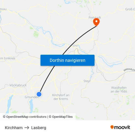 Kirchham to Lasberg map