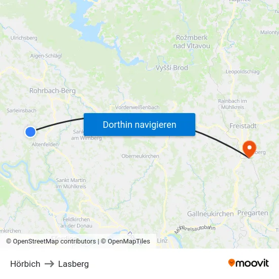 Hörbich to Lasberg map