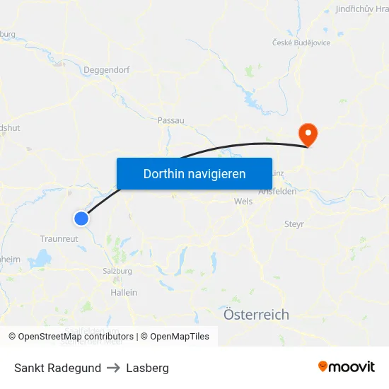 Sankt Radegund to Lasberg map