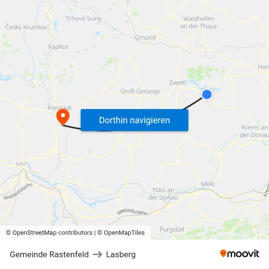 Gemeinde Rastenfeld to Lasberg map