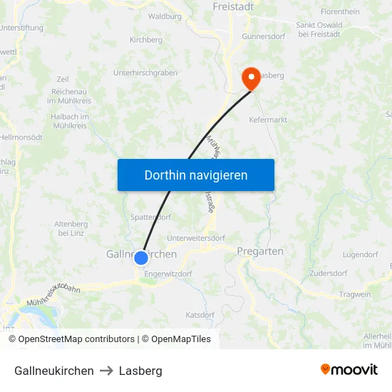Gallneukirchen to Lasberg map