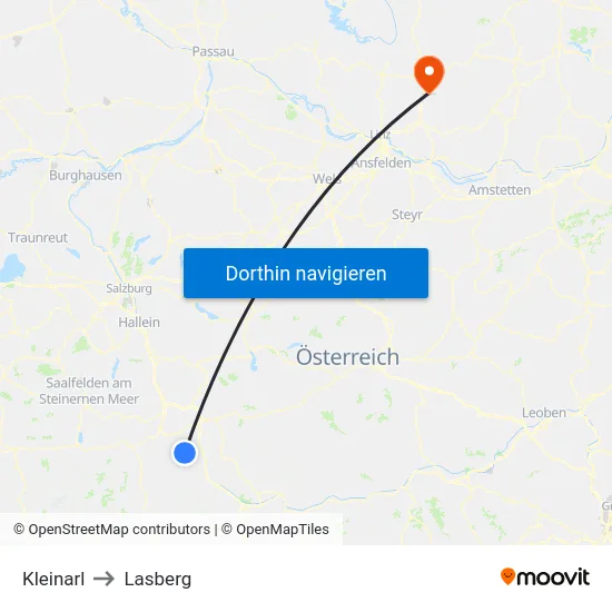 Kleinarl to Lasberg map