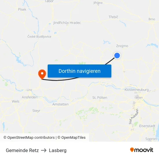 Gemeinde Retz to Lasberg map