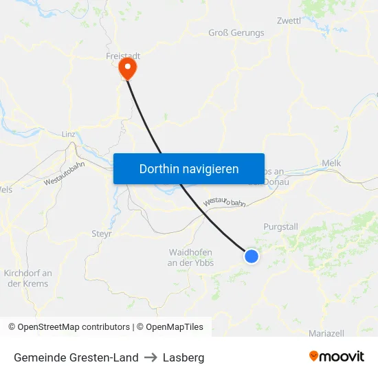 Gemeinde Gresten-Land to Lasberg map