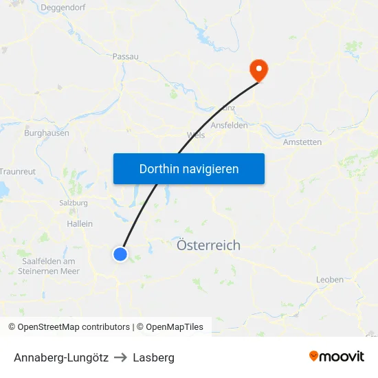 Annaberg-Lungötz to Lasberg map