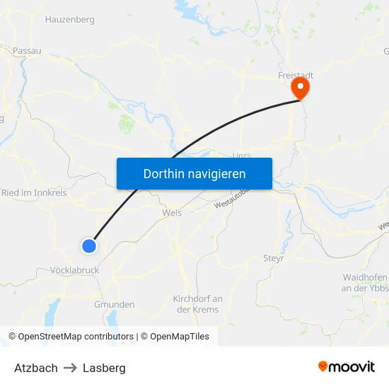 Atzbach to Lasberg map