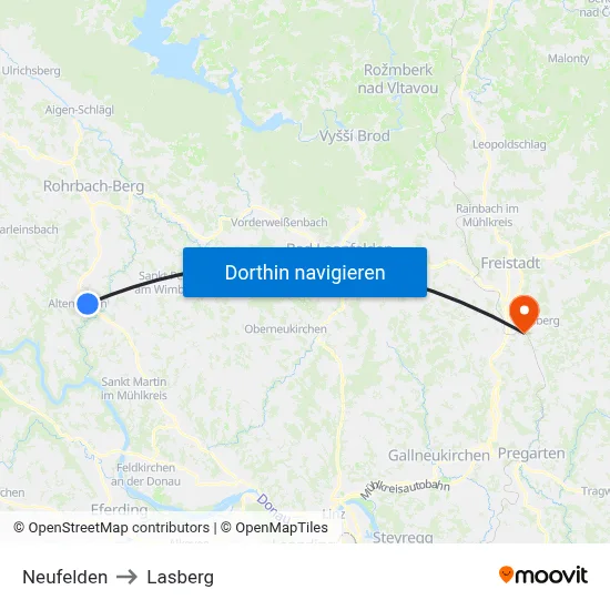Neufelden to Lasberg map