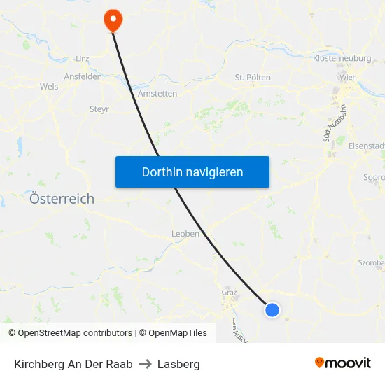 Kirchberg An Der Raab to Lasberg map