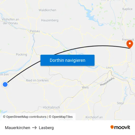 Mauerkirchen to Lasberg map