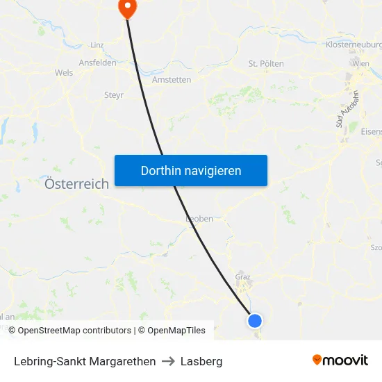 Lebring-Sankt Margarethen to Lasberg map
