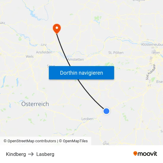 Kindberg to Lasberg map