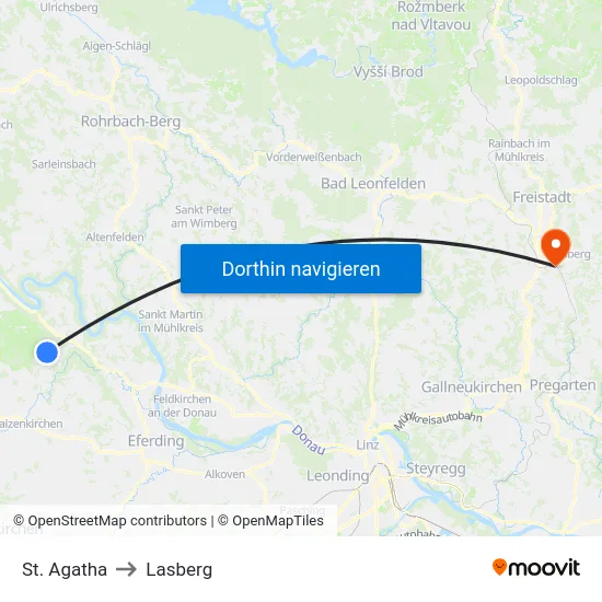 St. Agatha to Lasberg map