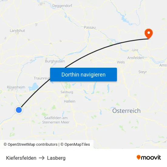Kiefersfelden to Lasberg map