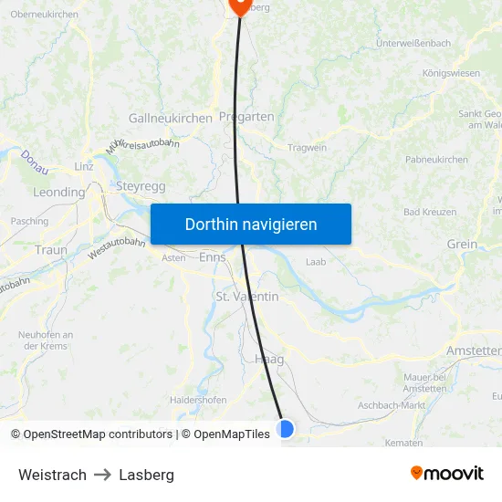 Weistrach to Lasberg map