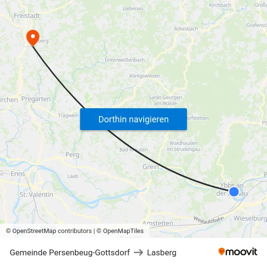 Gemeinde Persenbeug-Gottsdorf to Lasberg map