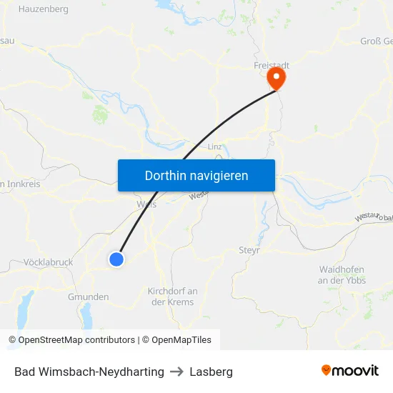 Bad Wimsbach-Neydharting to Lasberg map