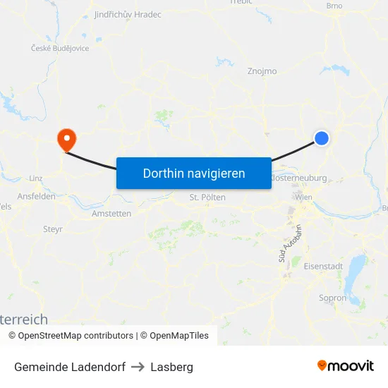 Gemeinde Ladendorf to Lasberg map
