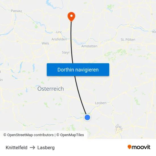 Knittelfeld to Lasberg map
