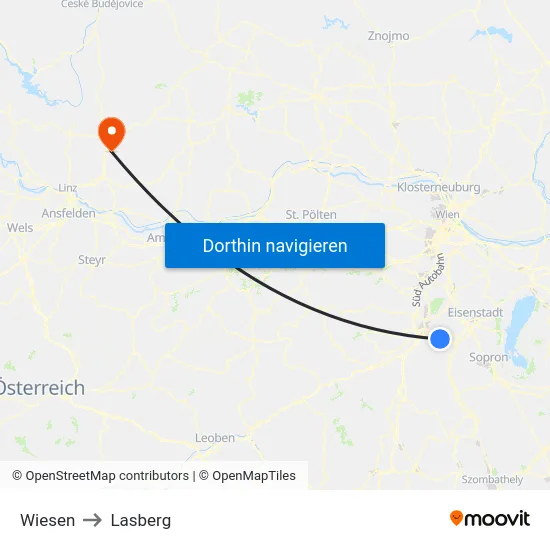 Wiesen to Lasberg map