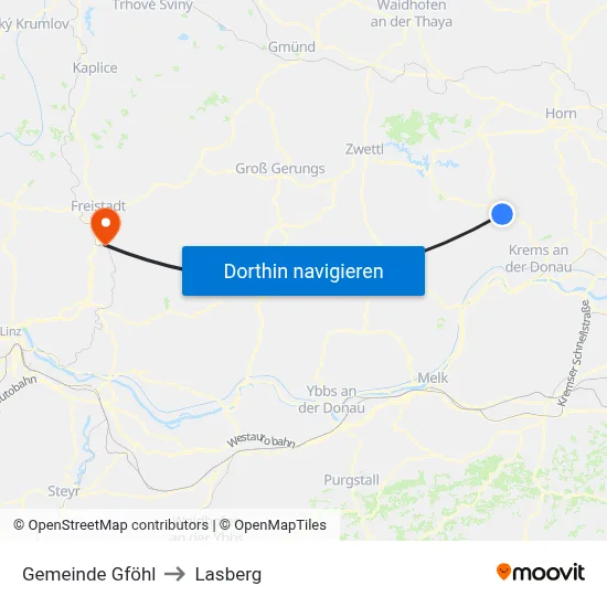 Gemeinde Gföhl to Lasberg map