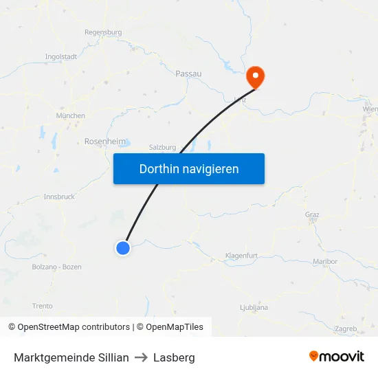 Marktgemeinde Sillian to Lasberg map