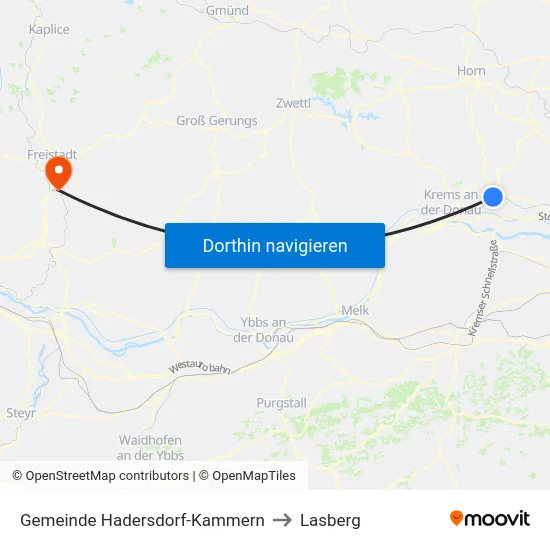 Gemeinde Hadersdorf-Kammern to Lasberg map