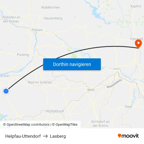 Helpfau-Uttendorf to Lasberg map