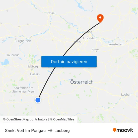 Sankt Veit Im Pongau to Lasberg map
